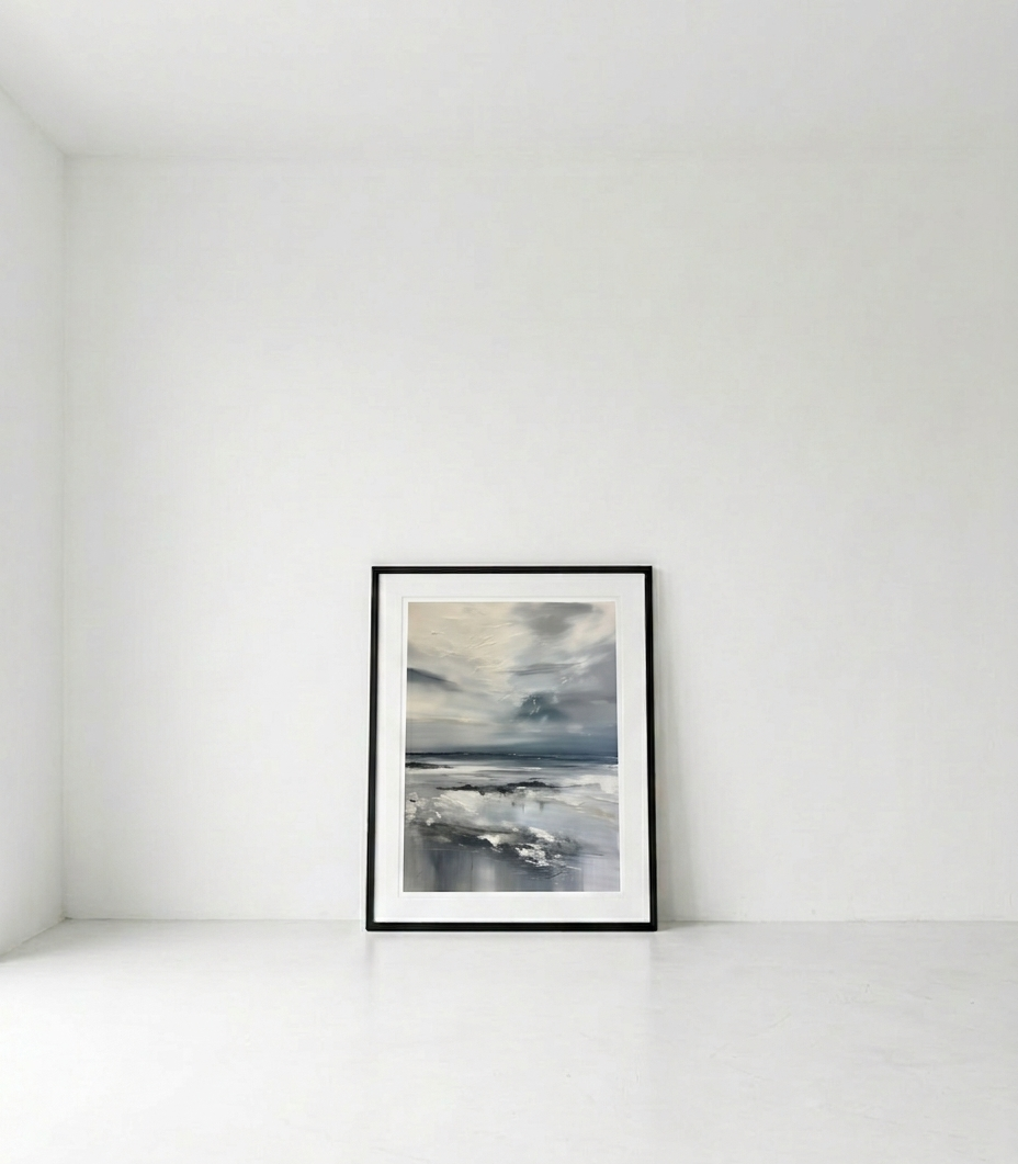Framed artwork on a white wall